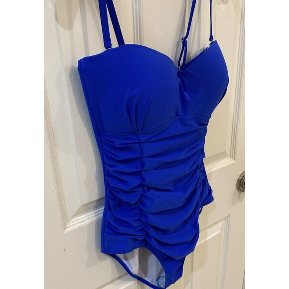 PROFILE BY GOTTEX  Women's One piece Royal Blue Ruched Bathing Suit Size 12 - Picture 3 of 5